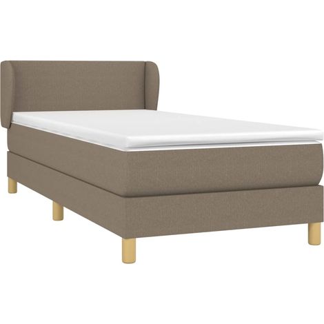 vidaXL Sommier à lattes de lit avec matelas Taupe 90x190 cm Tissu (1/5)