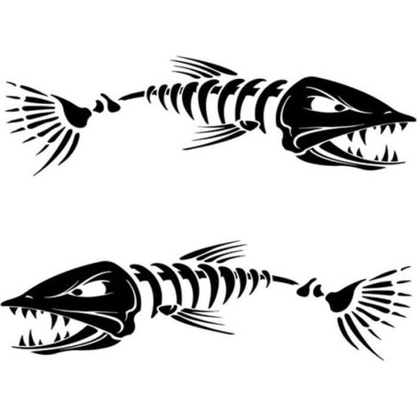 Autocollant de voiture squelette de poisson autocollant en vinyle de voiture autocollant de bateau de pêche autocollant (1/4)