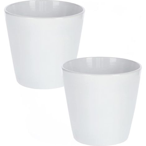 KOTARBAU Lot de 2 pots de fleurs en céramique Blanc lisse Ø 13 cm (1/5)