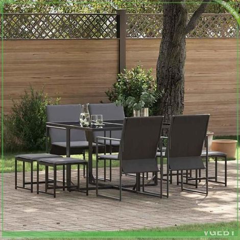 Ensemble de salle à manger pour jardin - FAF7291712452550 - Noir - Acier - 8 personnes (1/5)
