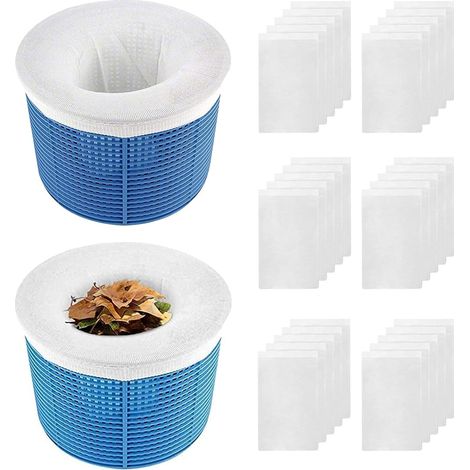 30 calcetines filtrantes para skimmer de piscina, calcetines para skimmer, calcetines para skimmer de piscina para cesta de piscina, calcetines elásticos de nailon para skimmer de piscina para atrapar (1/5)
