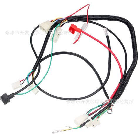 Off-road motorcycle accessories compatible with CG125-250CC engines, including full wiring harness, main bus, and headlight wires. (1/5)
