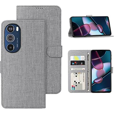 Klapphülle für Motorola Edge 30 Pro, graue Stoffhülle (1/5)