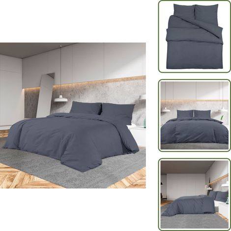 Ensemble de housse de couette Anthracite 240x220 cm Coton - Housses De Couette - Linge De Lit - Literie - Drap Housse - Décoration Chambre (1/5)