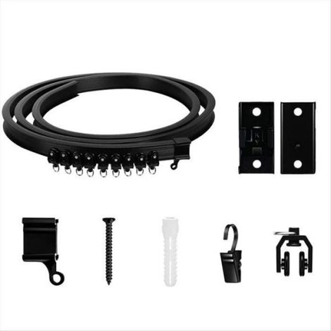 Rail De Rideau Flexible - Pliable - Pour Montage Murale Ou Plafond - Noir - 300 cm (1/5)