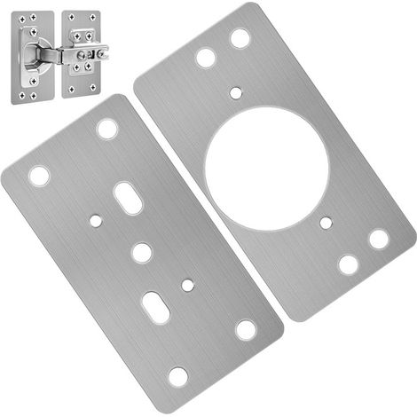 Placa de reparación de bisagras, 2 bisagras de puerta con 12 tornillos, soportes de reparación de fácil instalación, fijación plana para puertas de armarios de cocina.