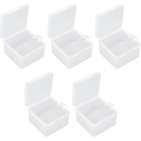 Écrin transparent avec couvercle pour éponges, lot de 5 boîtes de rangement en plastique clair, supports à houppette, accessoires de bricolage, stockage d'outils. (1/5)