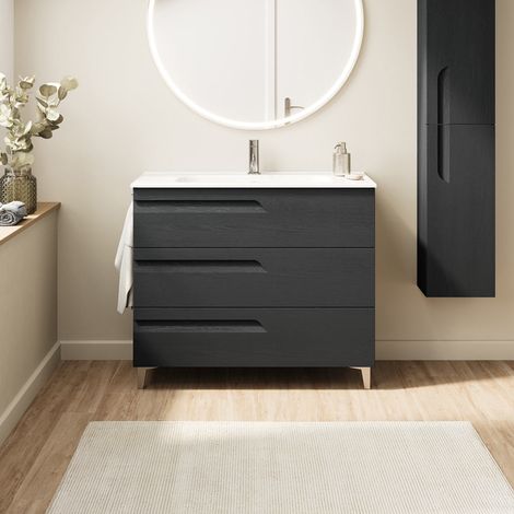 ROYO VITALE Mueble de Baño con Lavabo 3 Cajones Gris Nature - Medida: 60 CMS - ref: C0072420 (1/2)