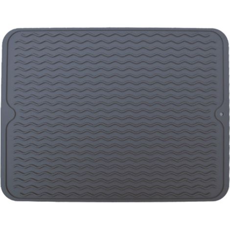 Tapis d'évier en silicone avec bords surélevés et forme ondulée, 40x30cm, gris. (1/5)