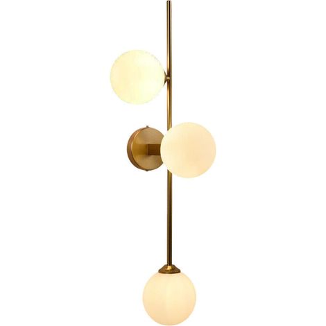 Trade Shop - APPLIQUE A PARETE BRONZO METALLO CON 3 SFERE LAMPADA DA MURO MINAMALISTA ATTACCO G9 AQ57 -