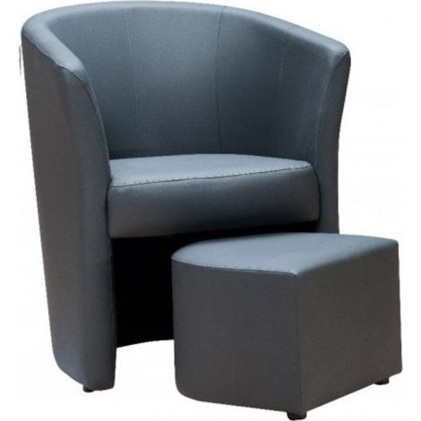 Poltrona Pegasus 62x62x76 cm in Similpelle grigia con pouf