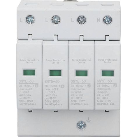 Boîtier de distribution blanc avec protection contre les surtensions IP20, boîtier de jonction simple et sûr, parafoudre 60 kA 4 pôles 385 V (1/5)