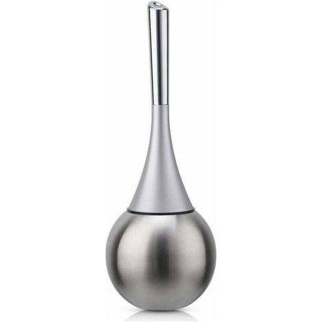 Porte-brosse WC autoportant en acier inoxydable finition brossée polie ensemble WC salles de bains (brosse incluse)-argent (1/5)