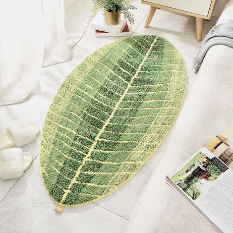 Tapis de porte en forme de feuille, antidérapant, pour salle de bain/salon/table basse, tapis de toilette, tapis de chevet, tapis absorbant pour salle de bain, 40 x 60 cm (1/5)