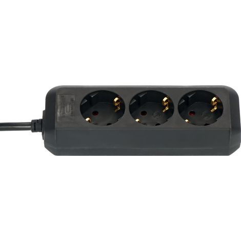 Eco-Line, Steckdosenleiste 3-fach (Steckerleiste mit erhöhtem Berührungsschutz und 1,5m Kabel) schwarz (1/2)