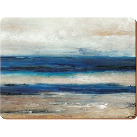 Creative Tops Set da 4 tovagliette all'Americana in Legno di Sughero, Blu, Tema Astratto: Vista Oceano (1/3)