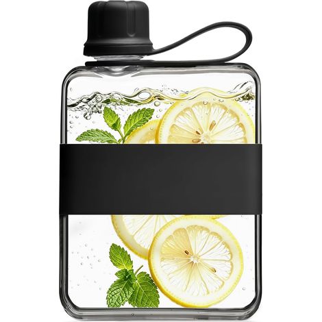 500ml Flat Water Bottle with Handle, Transparent Square Water Cup, Leakproof and BPA-Free, Running Water Bottle, for Running, Hiking, Cycling (1/5)