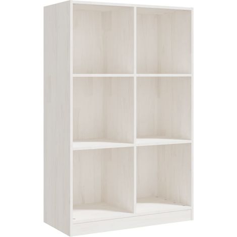 vidaXL Libreria Bianca 70x33x110 cm in Legno Massello di Pino (1/5)