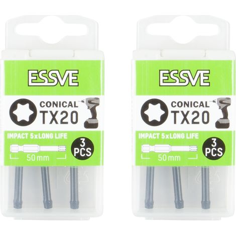 Punte coniche per avvitatore a impatto ESSVE IMPACT TX20, punta da 50 mm, 3 pezzi x2 (1/3)