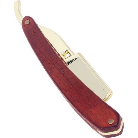 Porte-lame de barbe manuel en acier inoxydable pour homme, manche en hêtre, support pour tondeuse à barbe droite de barbier (1/5)