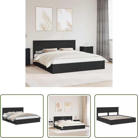 vidaXL Holzbetten -  Aufbewahrungsbett Schwarz 200 x 200 cm Holzwerkstoff (1/5)