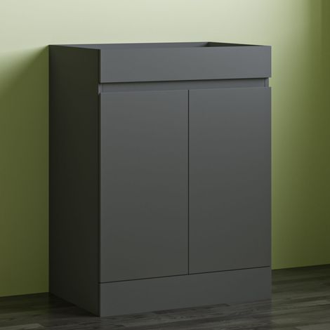 Freestanding Bathroom Vanity Unit without Basin Flat Pack - Matt Grey 600mm