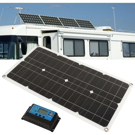 Wasserdichtes 25-W-Monokristallin-Solarladegerät mit adaptivem 10-A- oder 30-A-Laderegler, 12 V/24 V, für Autos, Boote, Anhänger und Wohnmobile (ohne Speicherbatterie). 10-A-Regler. (1/5)
