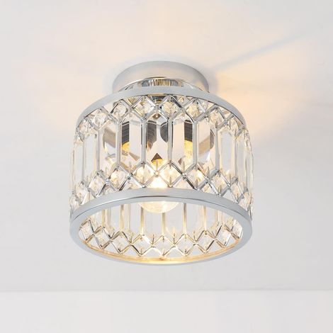Lustre Cristal Argent, Lustre Salon Moderne E27, Plafonnier Cuisine Ø230mm, Lampe Plafond Couloir, Petite Chambre, Salle à Manger (1/5)