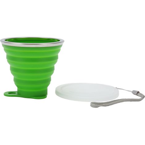 Gobelet pliable 270ml en silicone alimentaire, tasse flexible portable et pliante pour camping, voyage, bureau, extérieur - Vert (1/5)