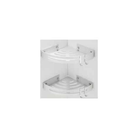 2er-Set Duschablagen (ohne Bohren), Duschkorb mit 2 Aluminiumhaken, Duschkorb aus Edelstahl, wasserdicht, für Bad, Küche und WC, silberfarben (1/5)