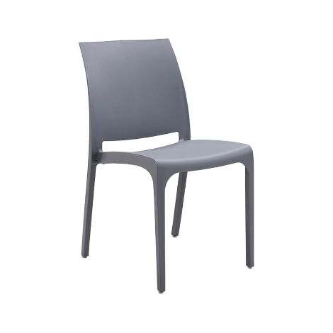 GLOUPIE Sedia Volga In Polipropilene Grigio, 54x46x81Cm,Peso 3,5Kg,Per Interno/Esterno,Made In Italy,Sedie Impilabili (1/4)