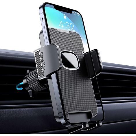 Soporte para teléfono de coche [clip de grado militar] Soporte giratorio de 360 grados para teléfono de coche con montaje GPS en la rejilla de ventilación (negro) (1/4)