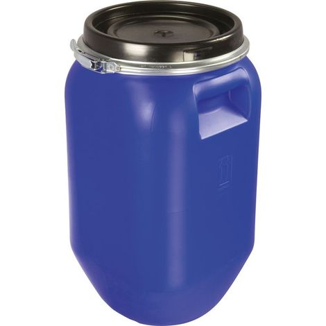 30-Liter-Lebensmittelmazerationstrommel, blau, mit Deckel und Eisenband (1/4)