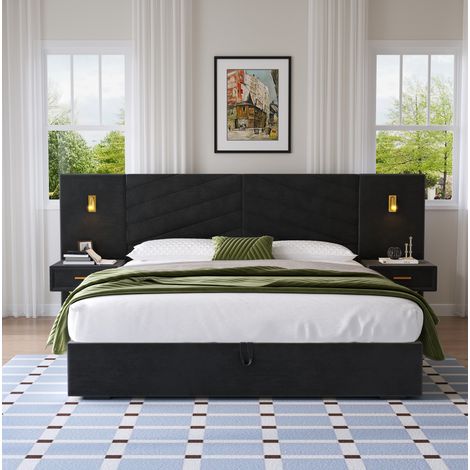 lit coffre lit adulte rangement 266x205 velours noir OKMYHOME (1/5)