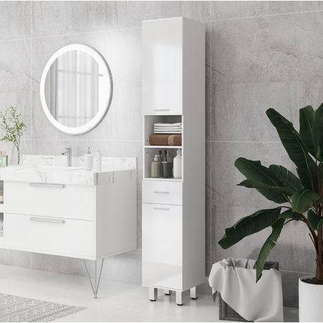 Mueble baño alto con cajón y estantes 30x30x180 cm OKMYHOME (1/4)