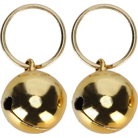 Cloches en cuivre anti-perte résistantes à la rouille, 2 pièces, son croustillant, décoration de collier rond pour chien et chat (doré)