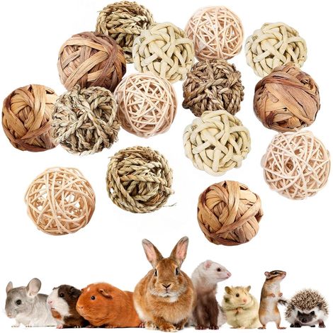 15 Jouet À Mâcher, Boule Naturelle, 5cm, Pour Lapin, Hamster, Chinchilla (1/5)