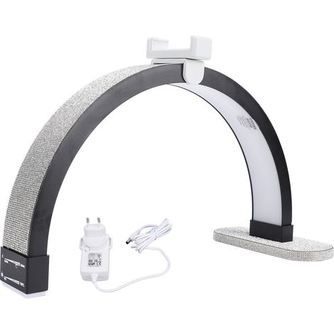 Lampe de bureau ongle demi-lune 20W 16 pouces éclairage LED réglable 3200-5600K avec support téléphone et strass (1/5)