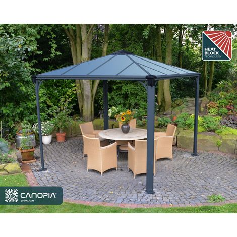 Canopia By Palram – Gazébo tonnelle 8.7m² gris anthracite – Structure robuste et durable – Dimensions 295 x 295 x 276 cm – 702425 (1/5)