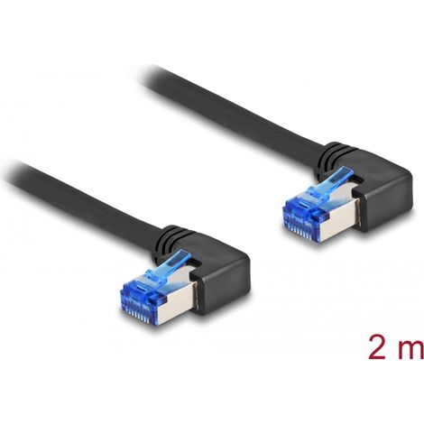 Delock Cable de red RJ45 Cat.6A S/FTP acodado a la derecha 2 m negro