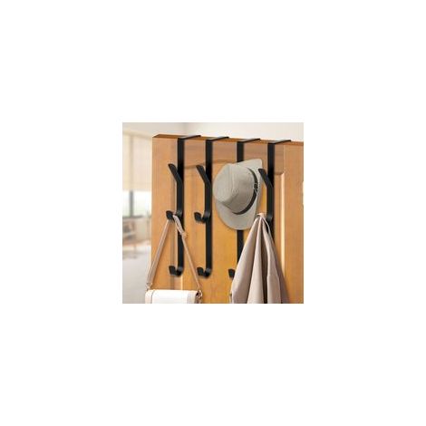 Crochet de Porte en Acier Set 4 Pièces avec 3 Crochets pour Vêtements, Serviettes et Peignoirs, Design Moderne en Acier Brossé