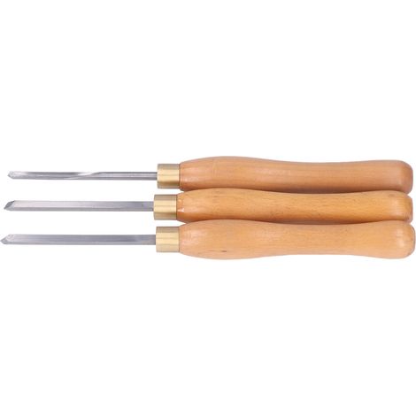 3 pièces outils de tournage à bois ciseau manche en hêtre insert en acier pour bricolage travail du bois (1/5)