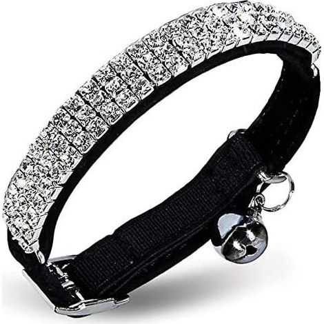 Adjustable soft velvet cat collar with rhinestones and bells (1/5)