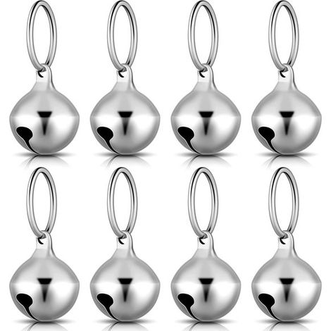 Clochettes pour chien et chat - Set de 8 - Métal - Clochettes Décoration - Clochettes pour colliers, clochettes pour chiens, porte-clés - 3 x 1,6 cm - Argent (1/5)