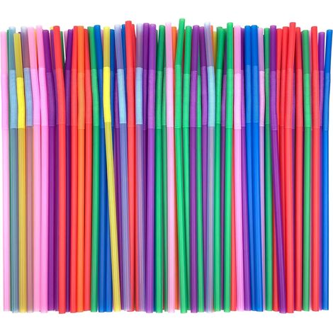 1000 cannucce di plastica monouso, colorate, flessibili e pieghevoli spesse, ideali per le feste e compatibili con tutti i bicchieri e le bottiglie d'acqua di grandi dimensioni. Senza BPA.