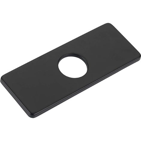 6-Zoll-Loch-Abdeckplatte für Badezimmerwaschbecken, 3-in-1-Badarmaturen-Zierplatte, rechteckig, Edelstahl (matt schwarz)