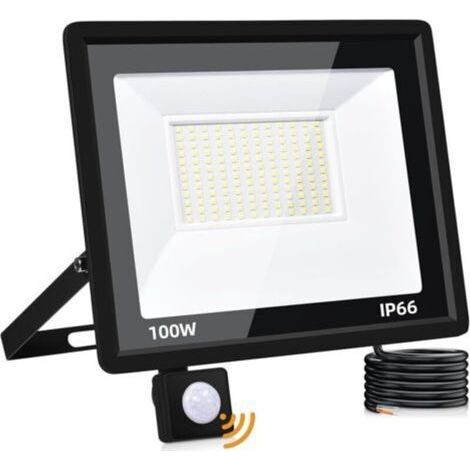 100W Projecteur LED Exterieur Detecteur de Mouvement,10000LM Spot LED Extérieur Detecteur de Mouvement,6500K Blanc froid Eclairage Exterieur,IP66 Etanche Lampe Exterieur pour Jardin Terrasse Garage (1/5)