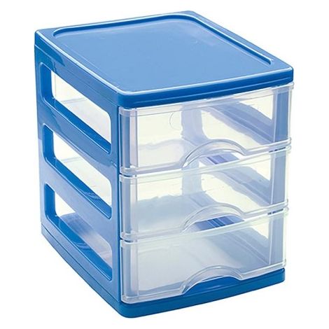 Trade Shop - TURIA KUNSTSTOFF KOMMODE 3 SCHUBLADEN 13,5X17X17CM IN VERSCHIEDENEN FARBEN 11224G9 - (1/4)