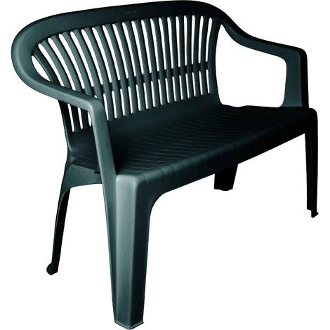 Panchina da esterno Asmi, Panca monoblocco da giardino, Panchina outdoor, 100% Made in Italy, 114x55h82 cm, Verde