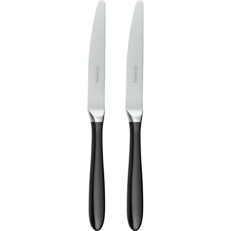 Lot de 2 couteaux de table en acier inoxydable 18/10, poignées en noir, plastique PBT (1/5)